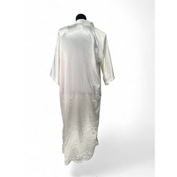 Vintage 80's M Long Nightgown With Matching Robe Satin Lace 2 Piece Set Womens - Picture 6 of 8